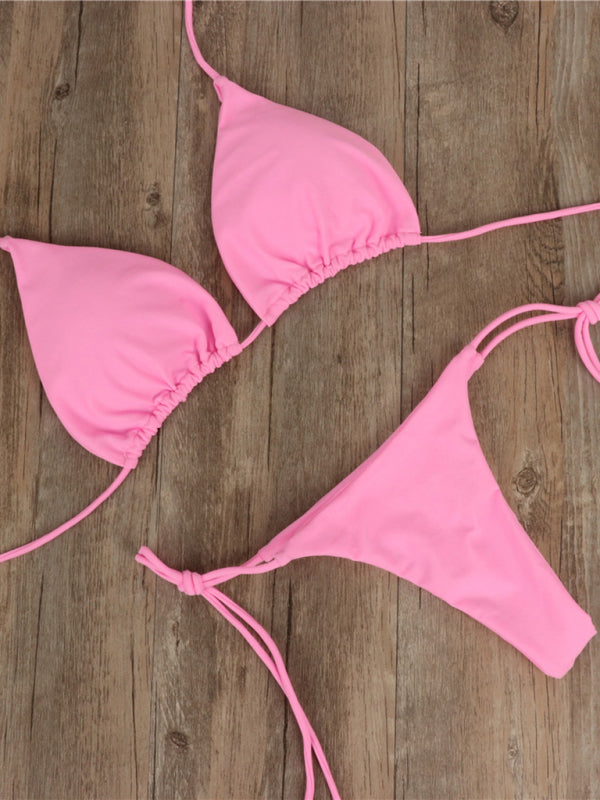 Solid Color Strap Bikini