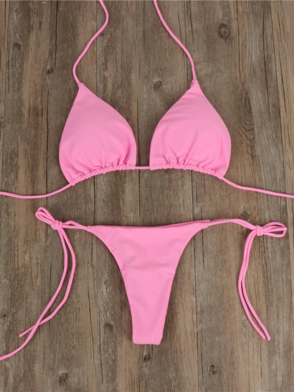 Solid Color Strap Bikini