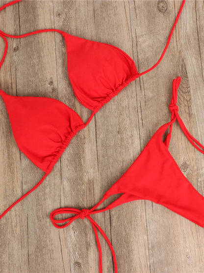Solid Color Strap Bikini