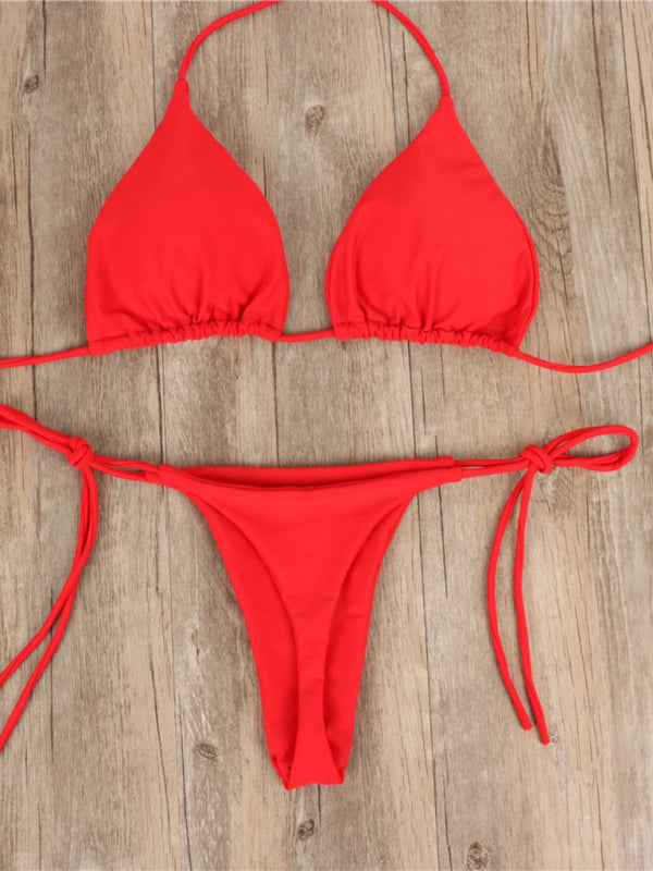 Solid Color Strap Bikini