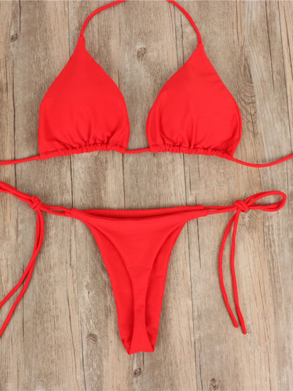 Solid Color Strap Bikini