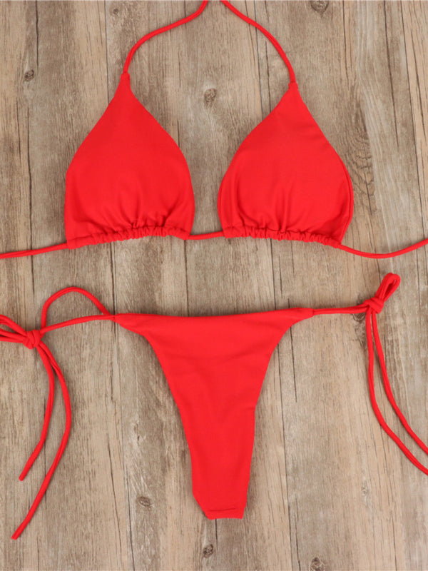 Solid Color Strap Bikini