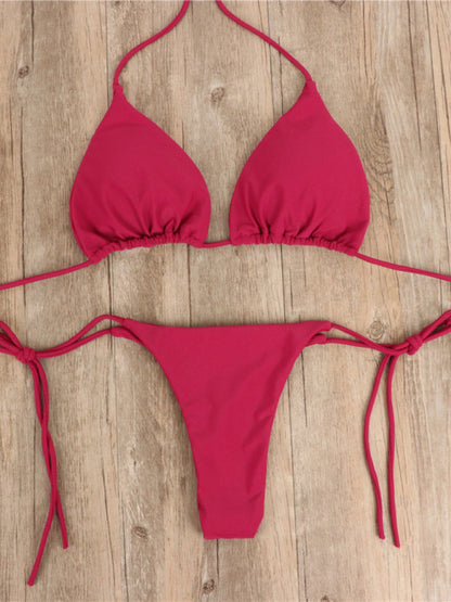 Solid Color Strap Bikini