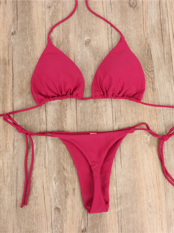 Solid Color Strap Bikini