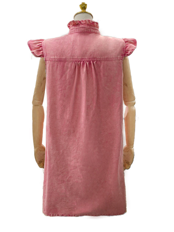 Casual Fashion Ruffle Denim Dress kakaclo