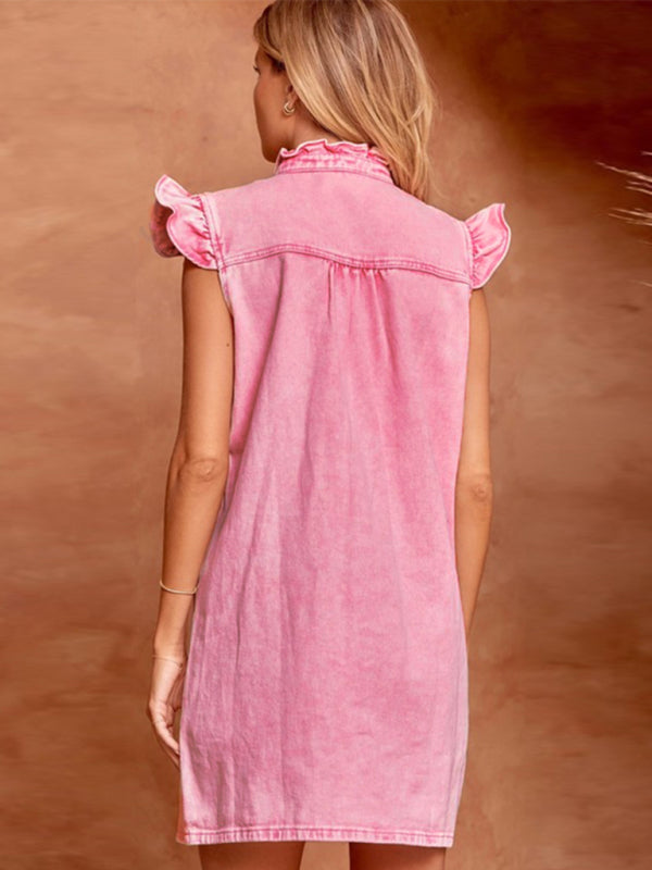 Casual Fashion Ruffle Denim Dress kakaclo