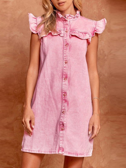 Casual Fashion Ruffle Denim Dress kakaclo