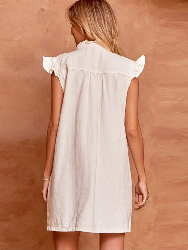 Casual Fashion Ruffle Denim Dress kakaclo