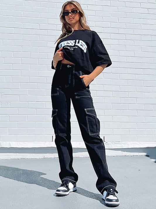 Casual Inverse Stitch Denim Jeans