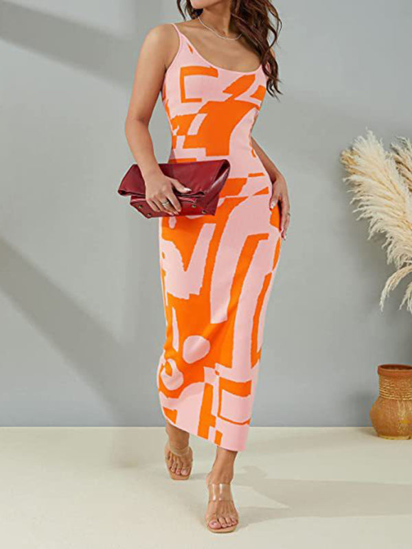 Printed Body-Con Midi Dress