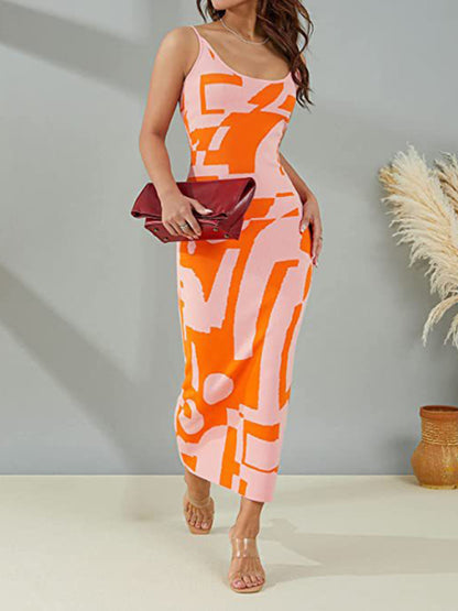 Printed Body-Con Midi Dress