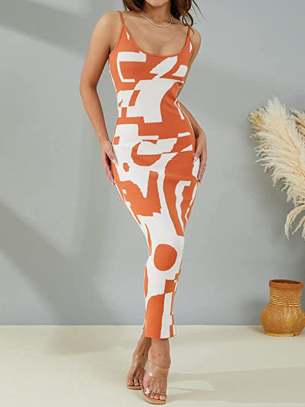 Printed Body-Con Midi Dress