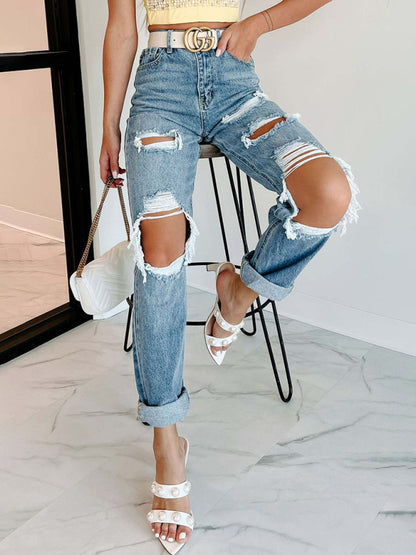 New Loose Ripped Skinny Jeans kakaclo