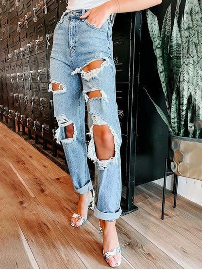 New Loose Ripped Skinny Jeans kakaclo