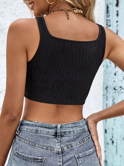 Textured Fabric Babes Cropped Tank Top kakaclo