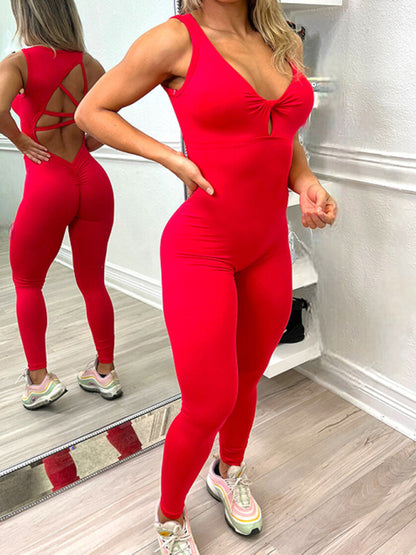 Backless Active Yoga Jumpsuit kakaclo