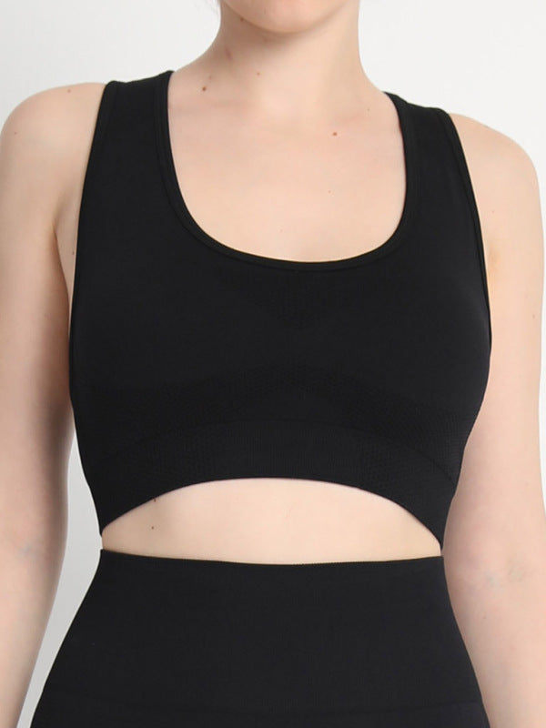 Seamless Dotted Two-piece Peach Hip Trousers Racerback Bra Vest Sports Suit kakaclo