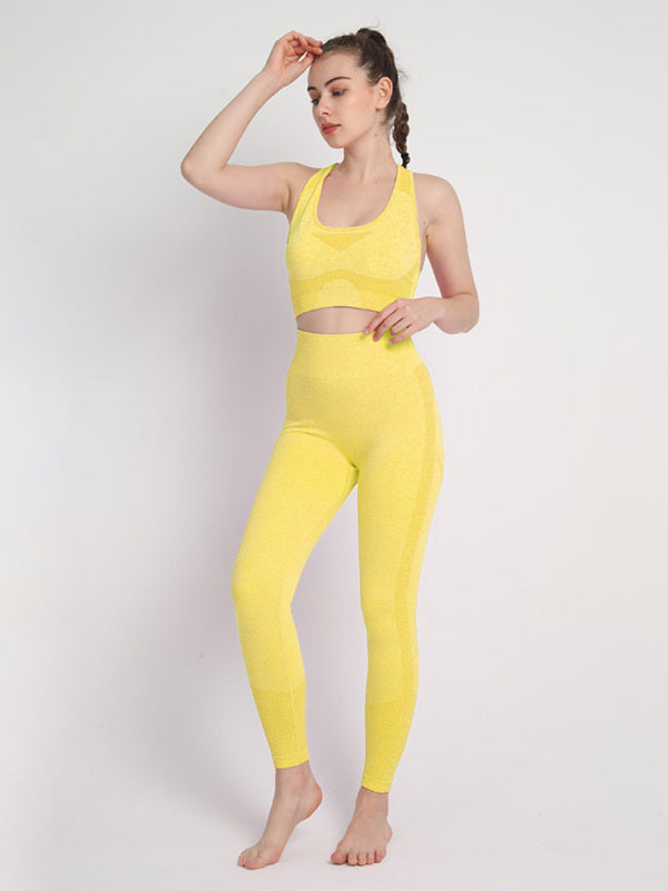 Seamless Dotted Two-piece Peach Hip Trousers Racerback Bra Vest Sports Suit kakaclo